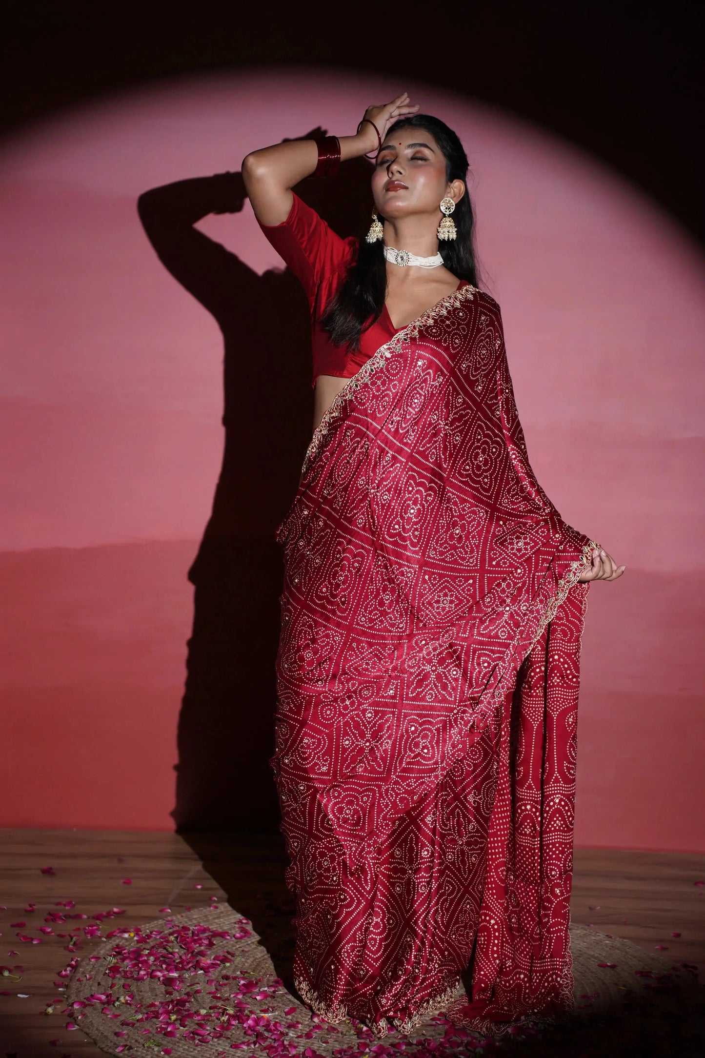 Kushmanda bandhani silk saree - laaki