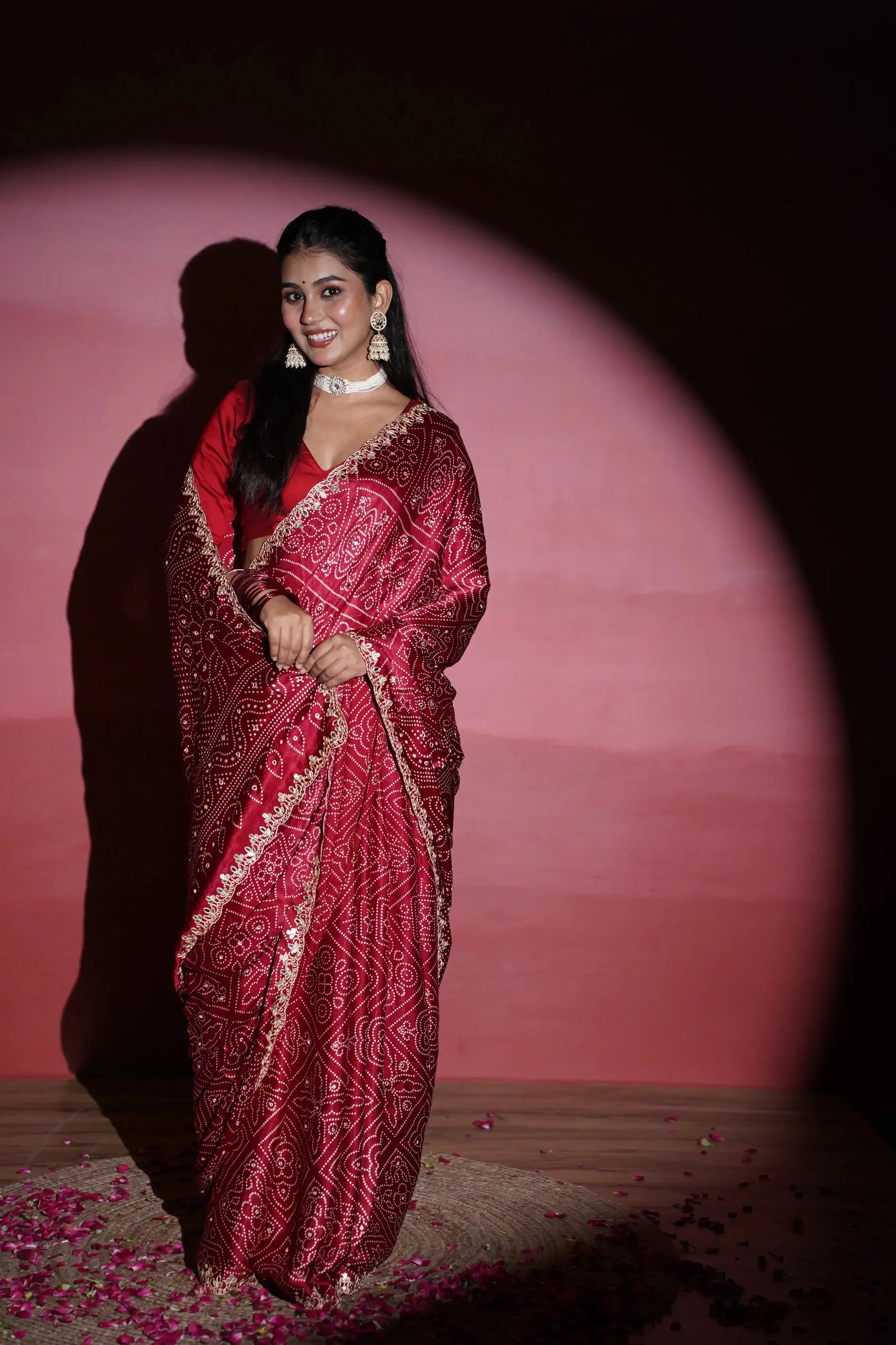 Kushmanda bandhani silk saree - laaki