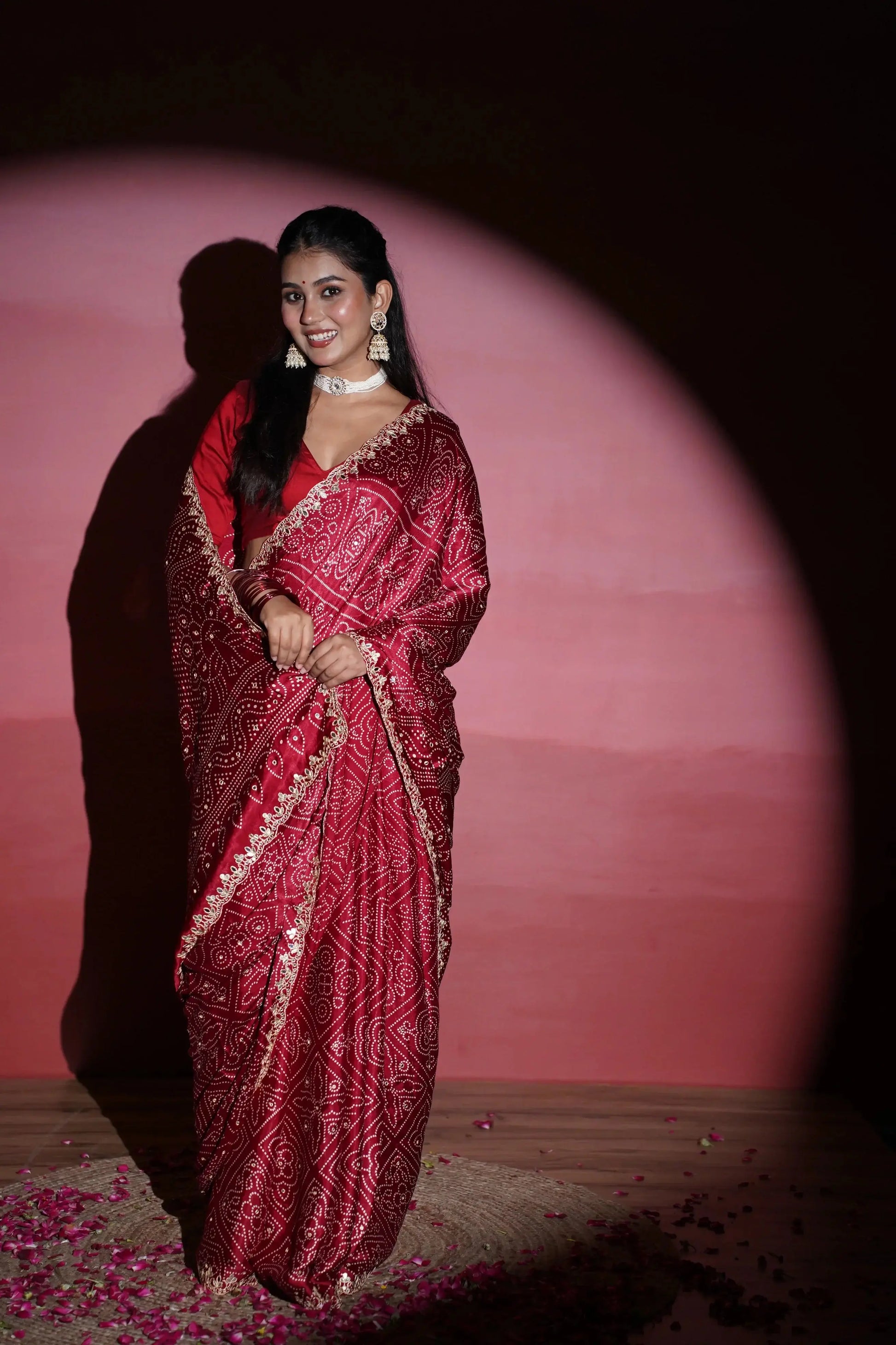 Kushmanda bandhani silk saree - laaki