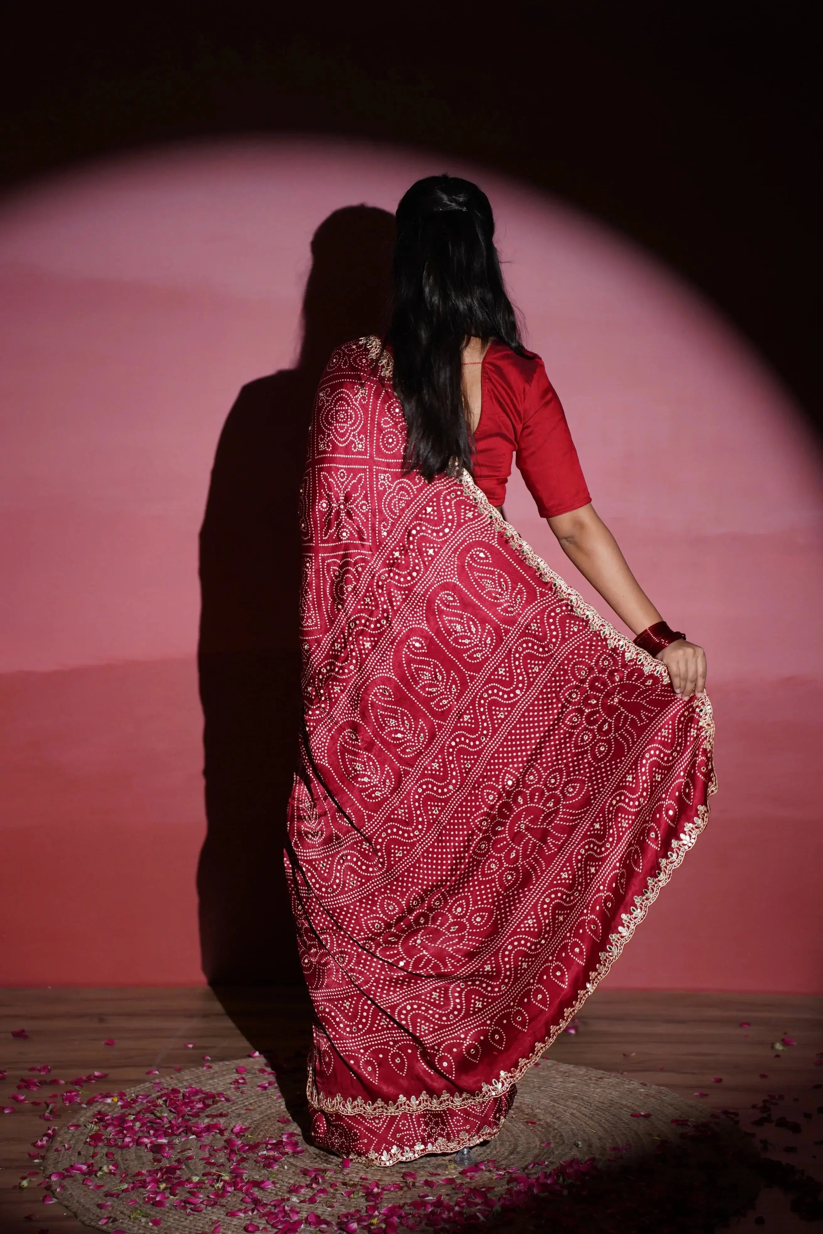 Kushmanda bandhani silk saree - laaki
