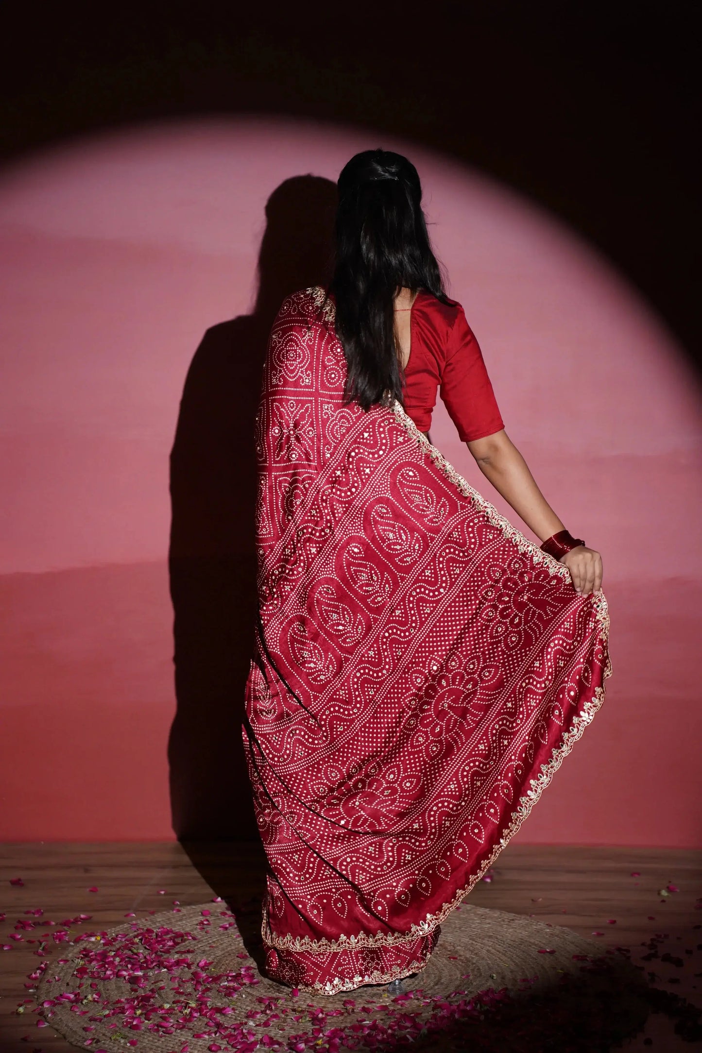 Kushmanda bandhani silk saree - laaki
