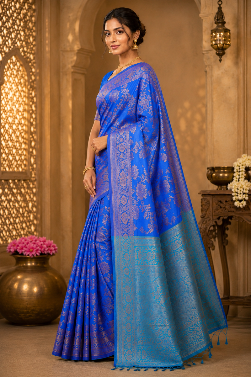 Kalpana Kanjivaram Blue Saree