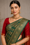 Divena Kanjivaram Green Saree