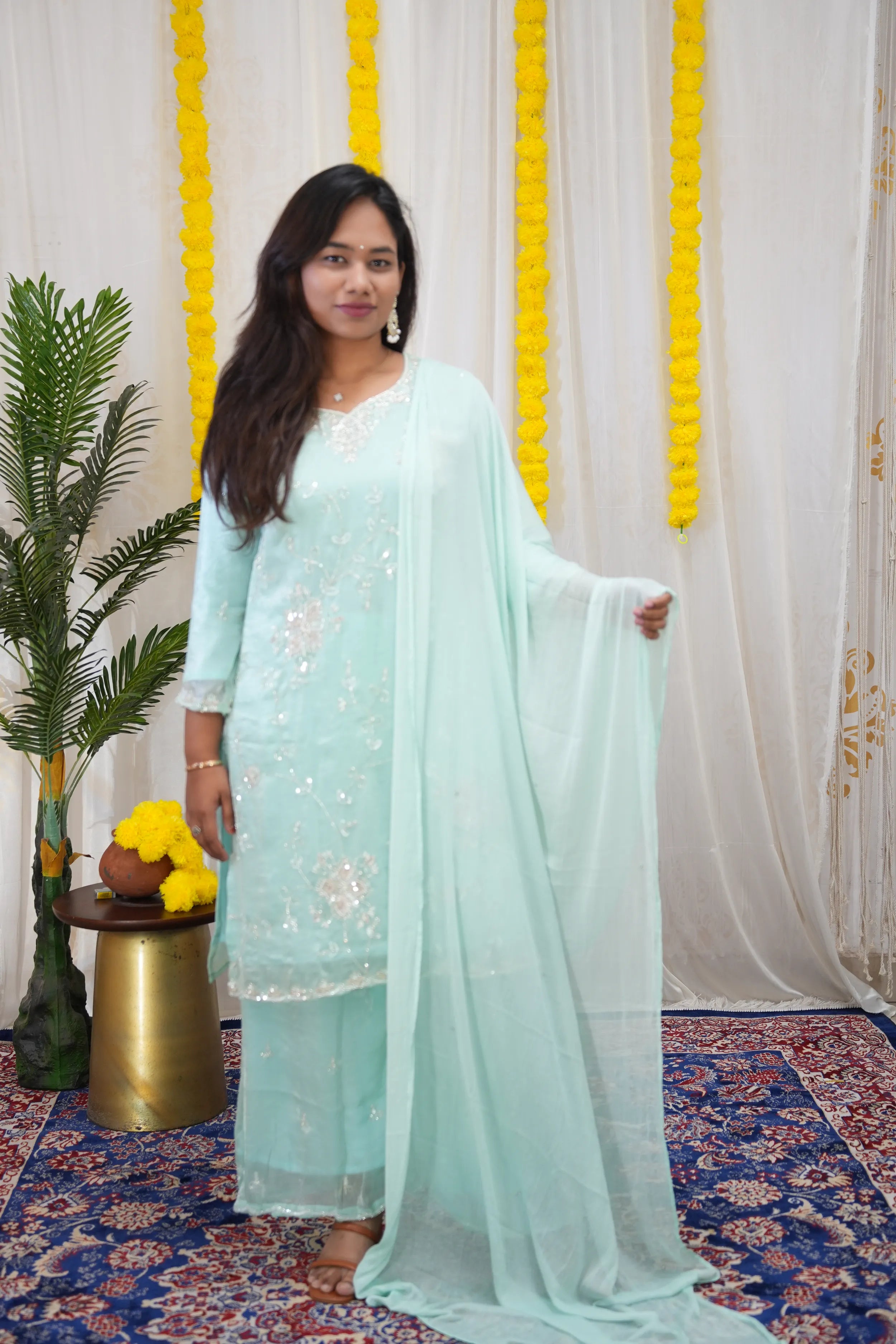 Noor Space Tissue Embroidered Sharara Set
