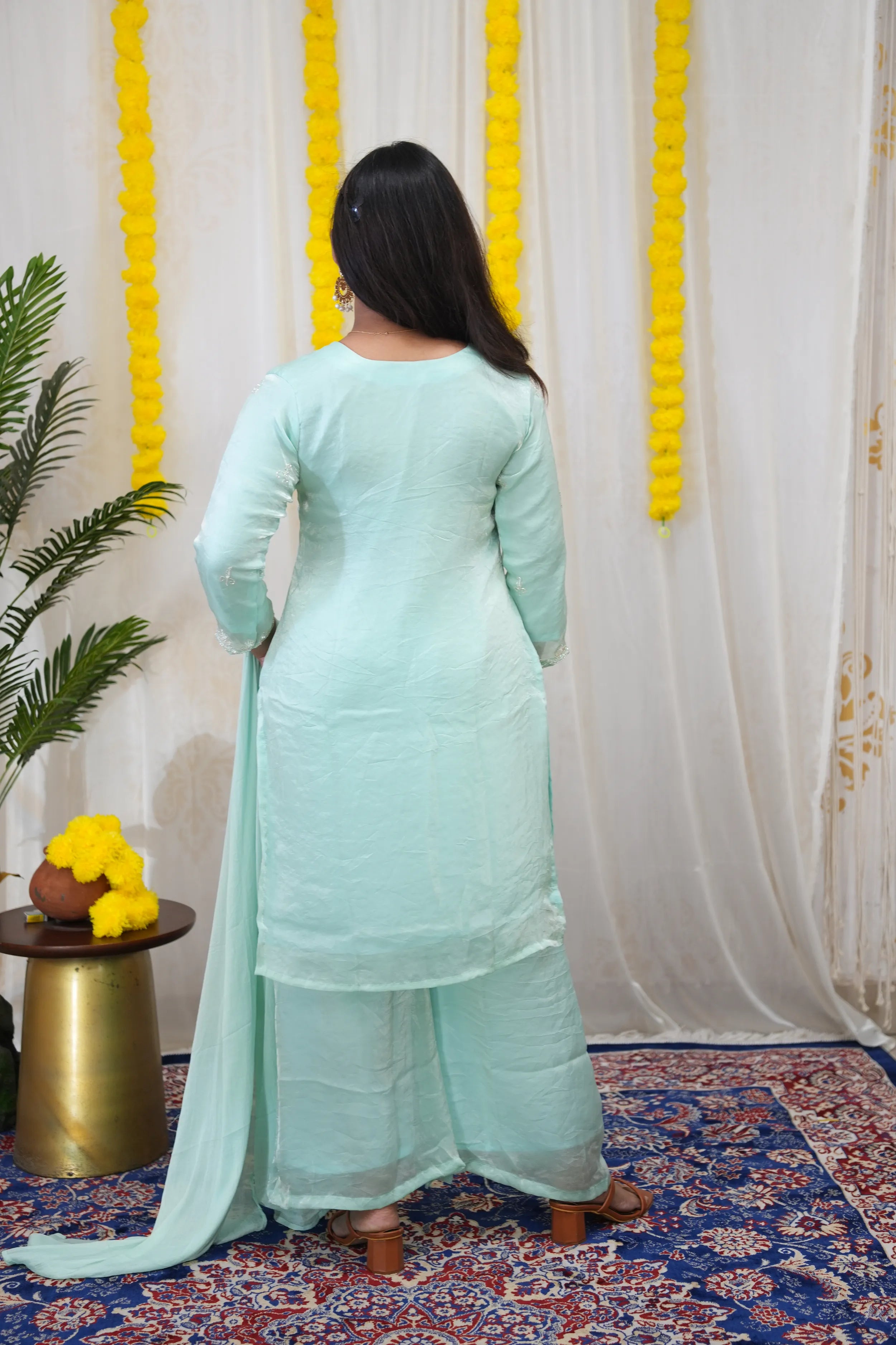 Noor Space Tissue Embroidered Sharara Set