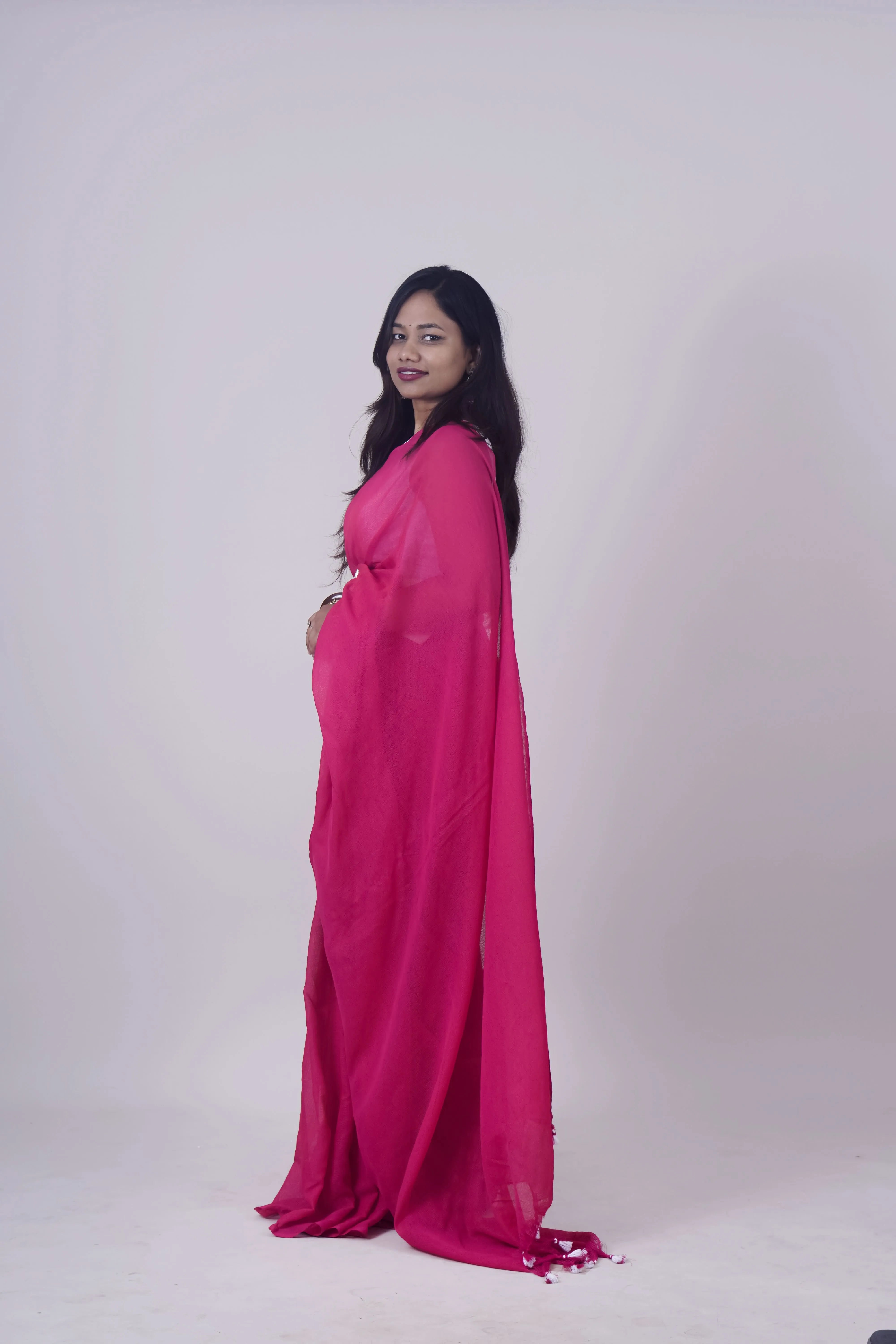 Jessi Pink Khadi Saree