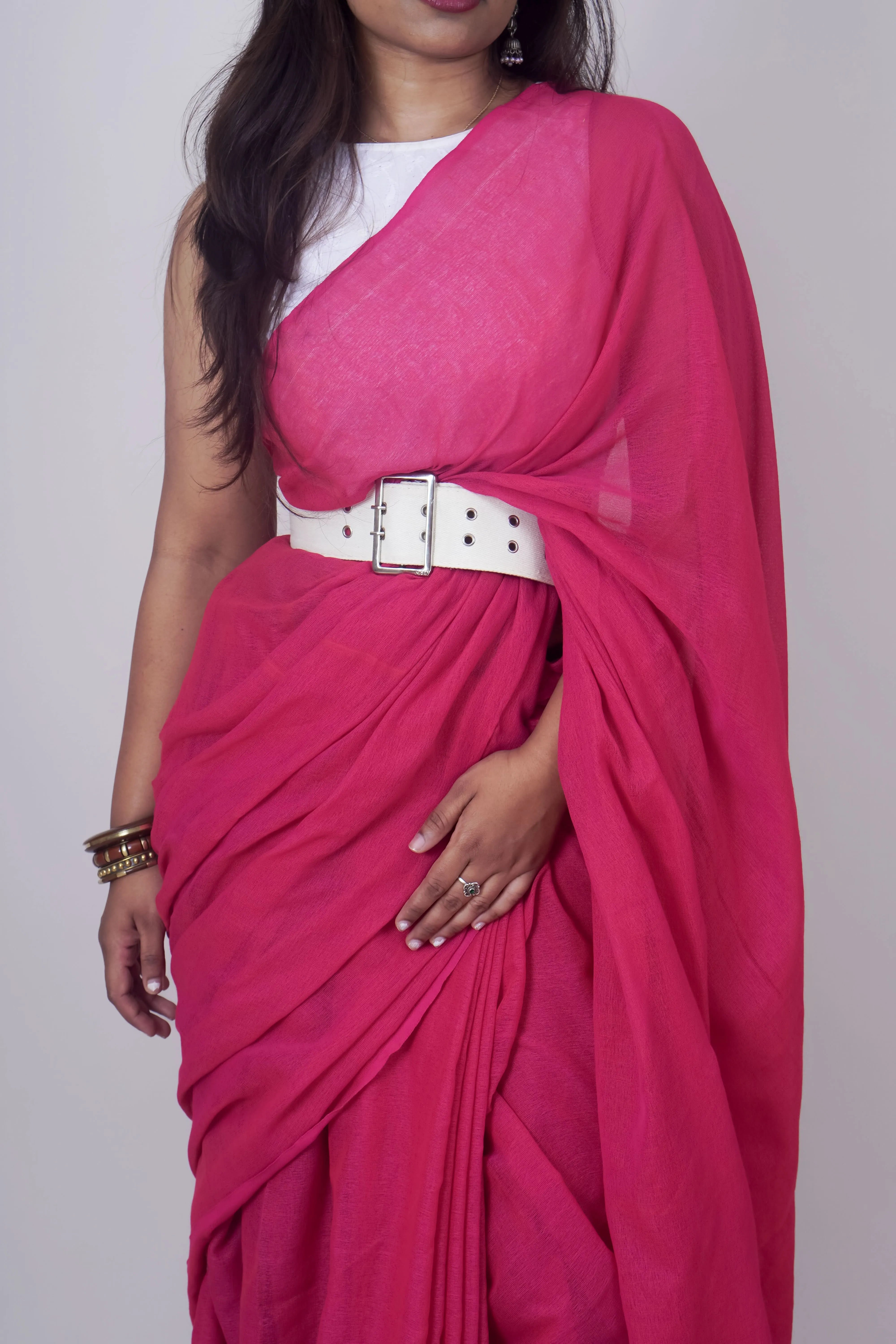Jessi Pink Khadi Saree