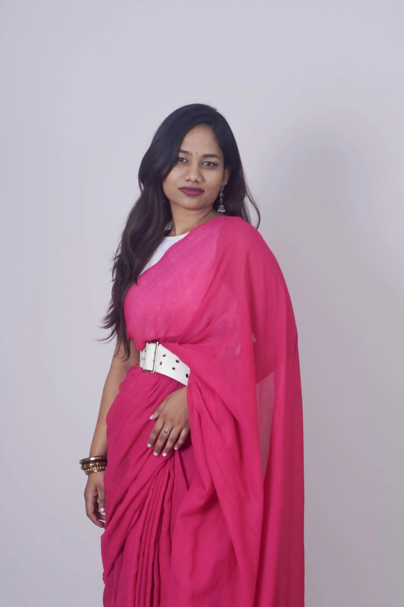Jessi Pink Khadi Saree