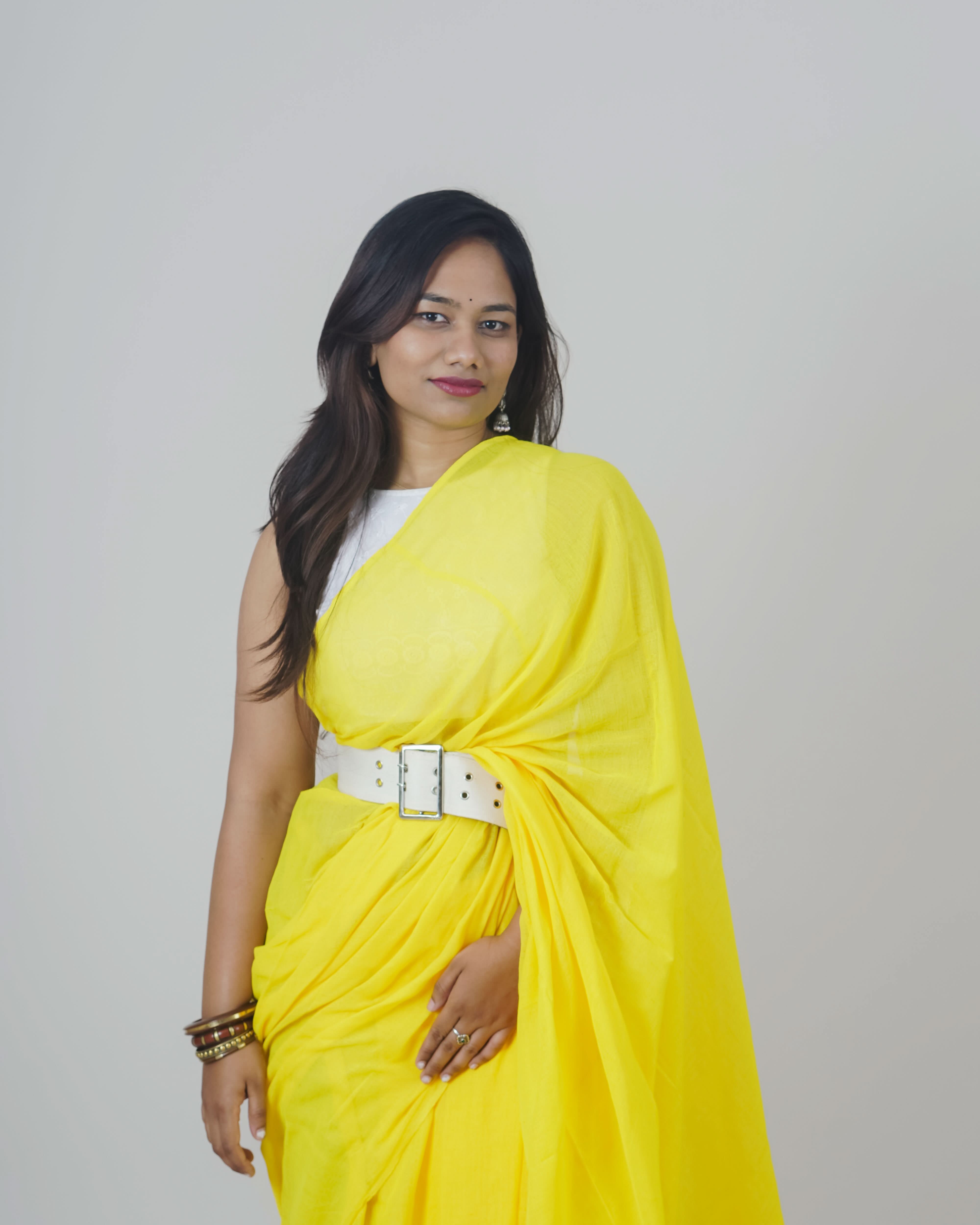 Jessi Yellow Khadi Saree