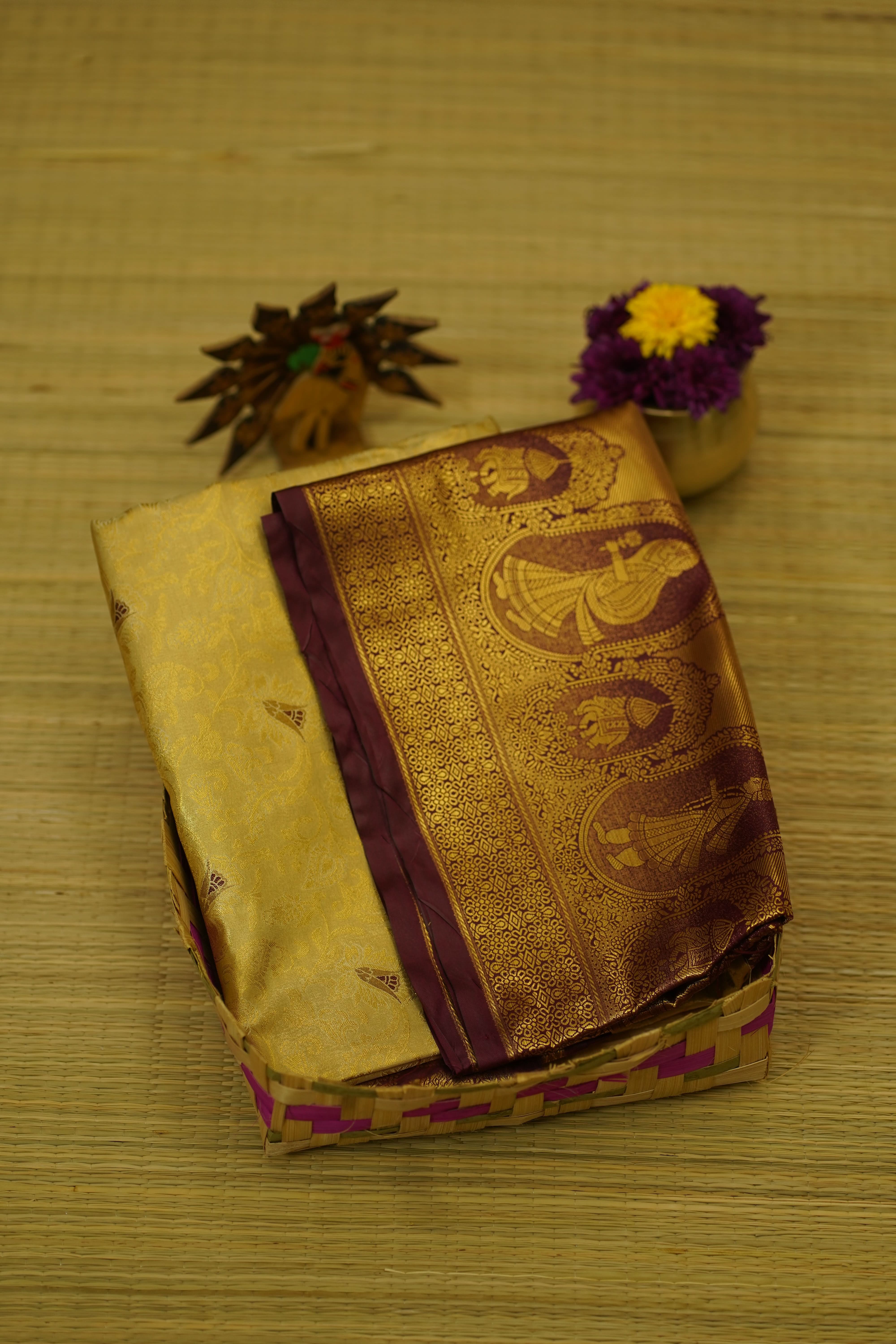 Decorative fabric with intricate patterns on a textured surface