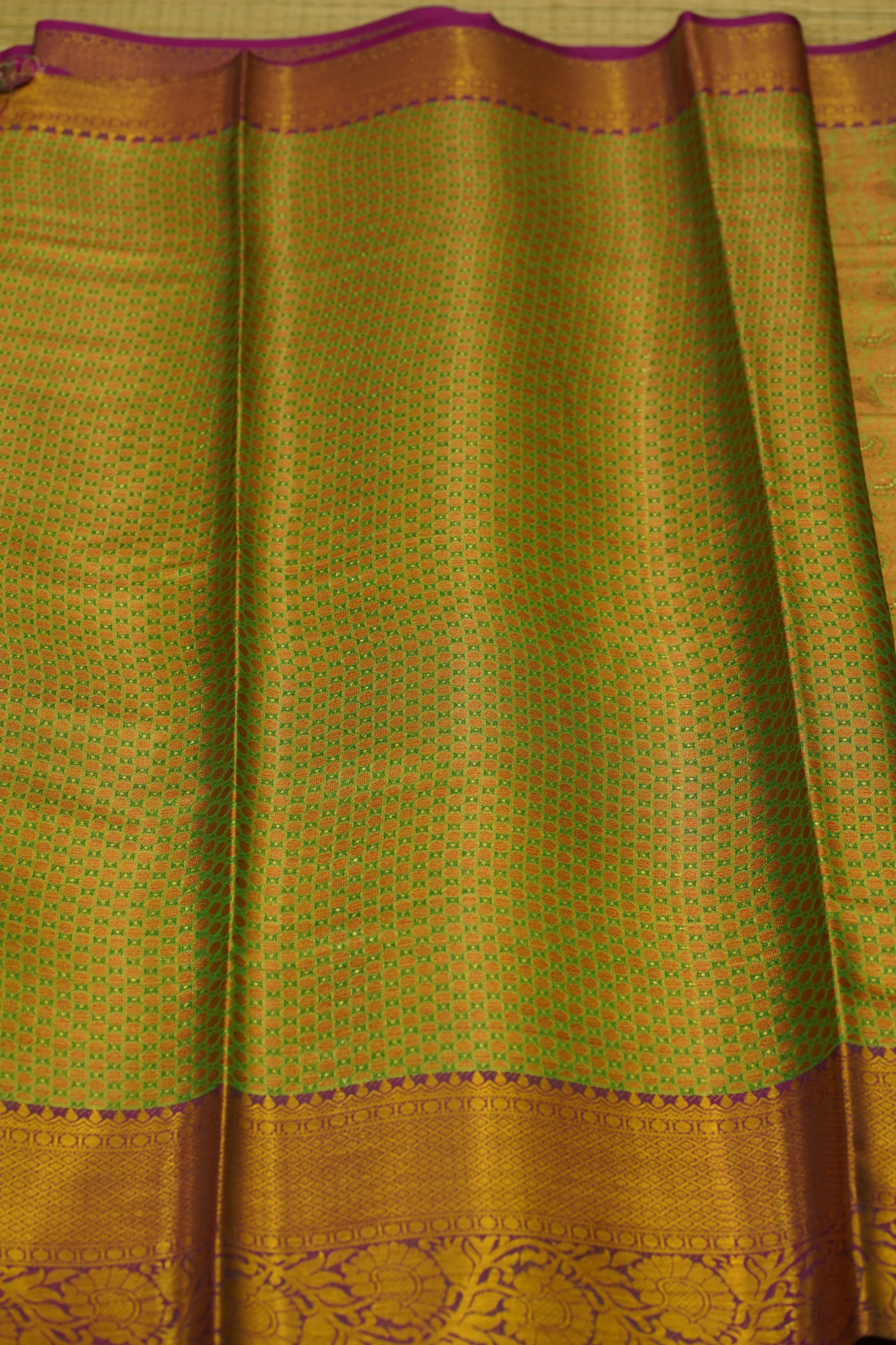Green fabric with gold border
