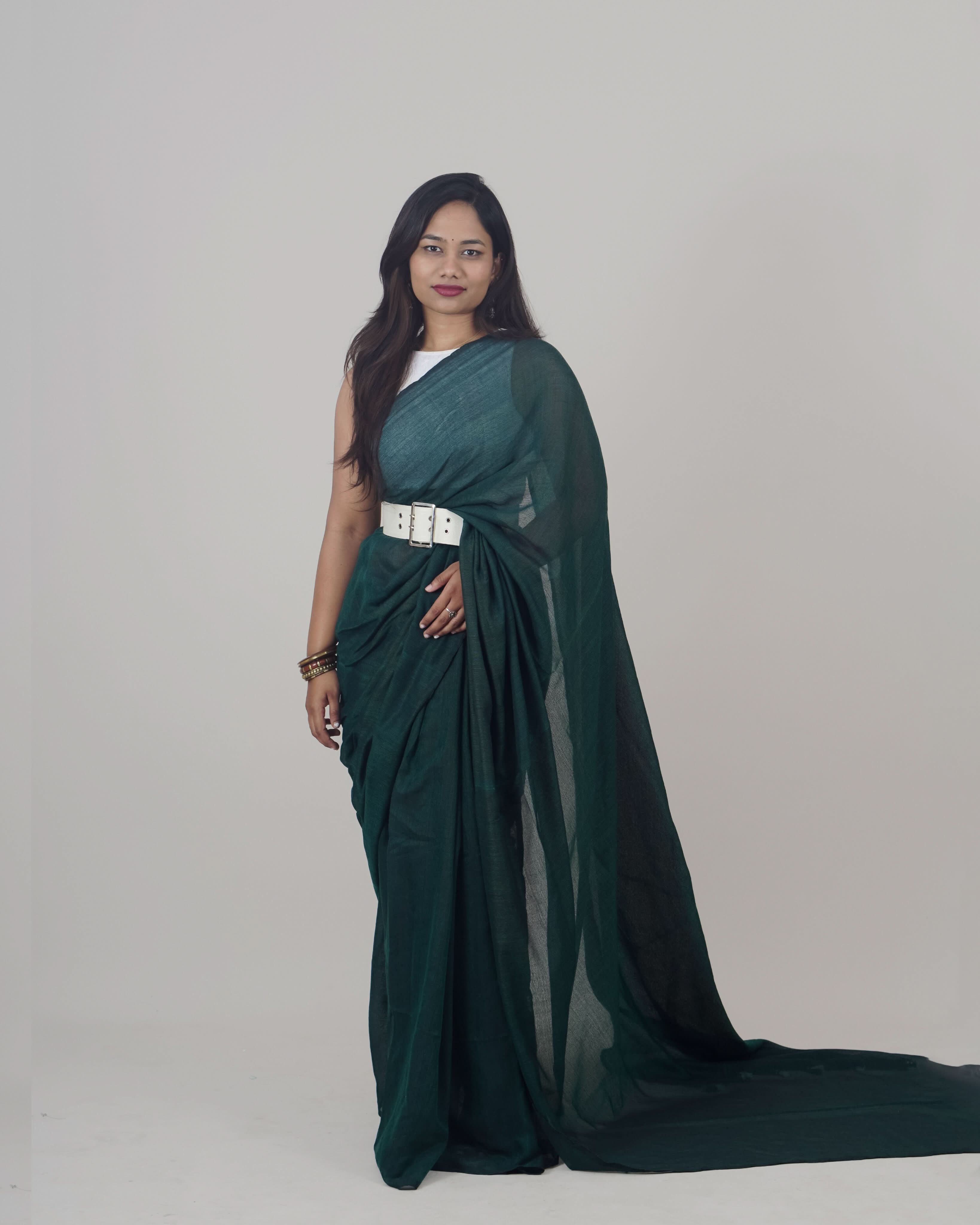 Jessi Green Khadi Saree
