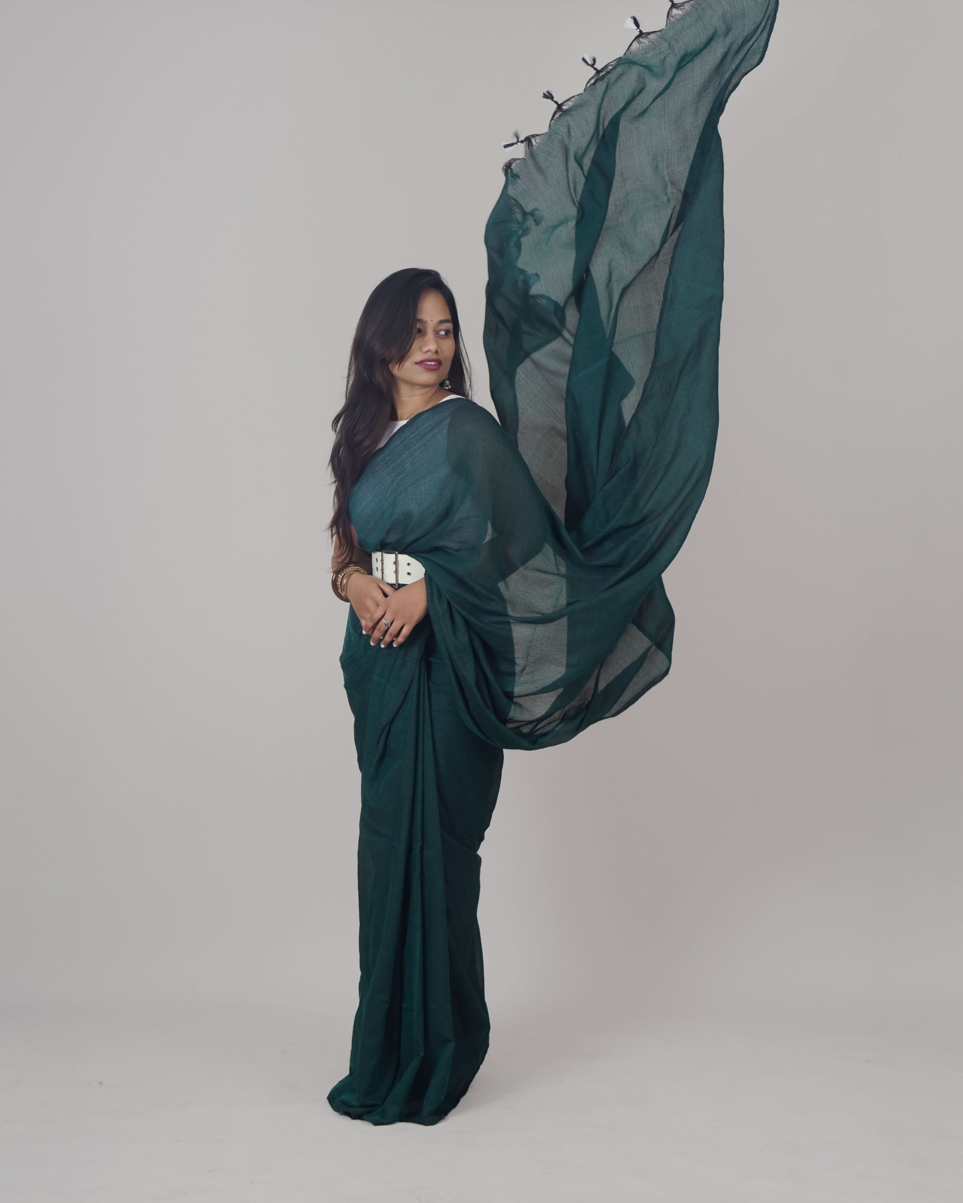 Jessi Green Khadi Saree