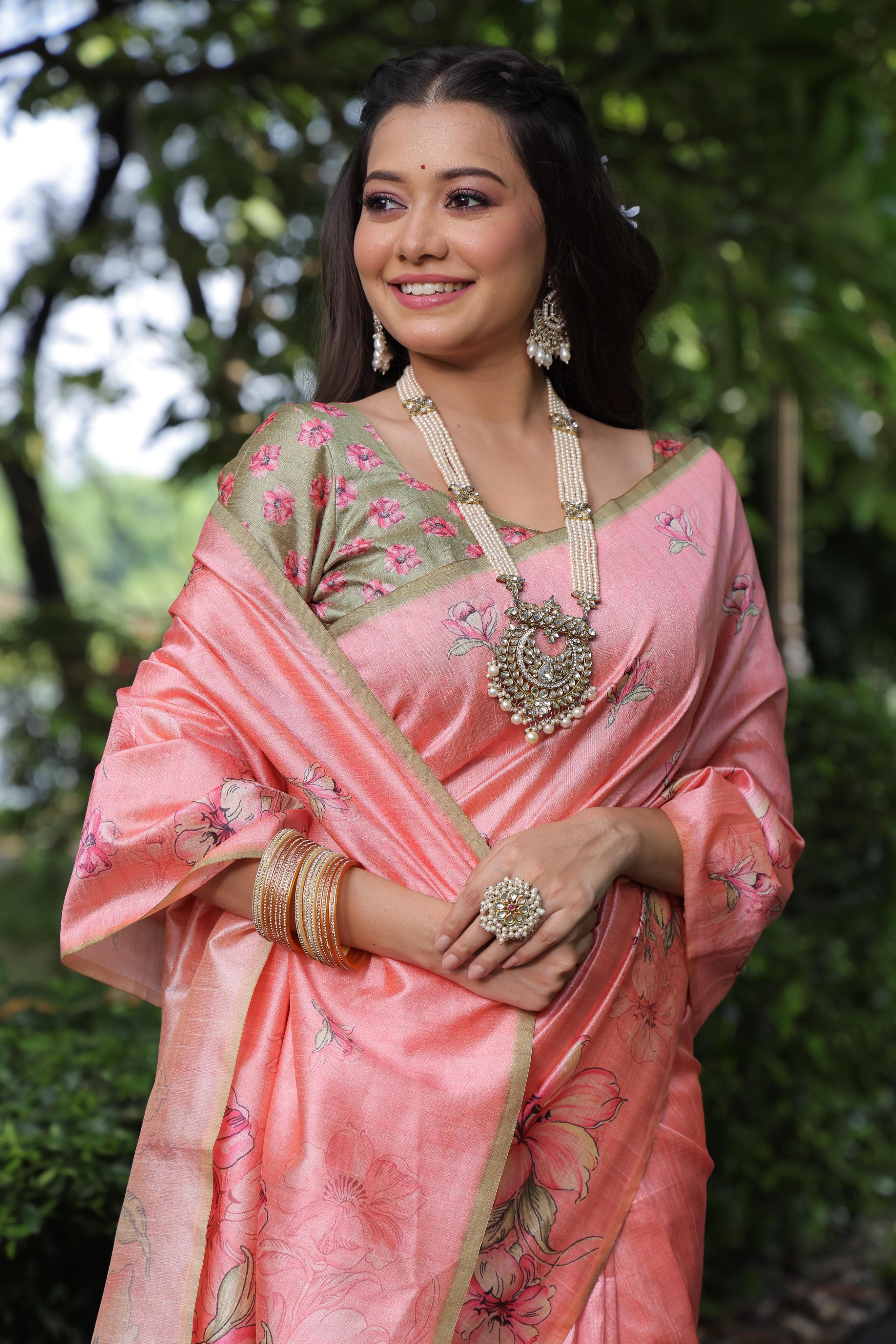 Joshi Chanderi Silk Saree laaki