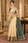 Vasu Creamblue Dharmavaram Saree