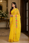 Geethika Yellow Khadi Saree