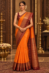 Raveena Orange Kanjivaram Saree