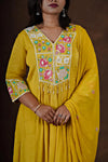 Adira Yellow Embroidered Cotton 3-Piece Set