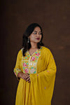 Adira Yellow Embroidered Cotton 3-Piece Set