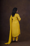 Adira Yellow Embroidered Cotton 3-Piece Set