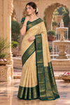 Vasavi Cream green Dharmavaram Saree