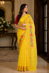 Geethika Yellow Khadi Saree