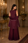 Nisha Wine Embroidered Sharara Set