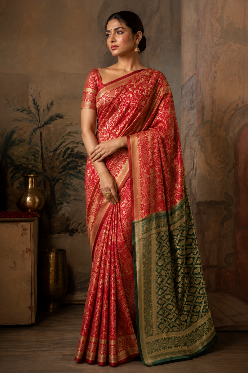 Imat Kanjivaram Red Saree