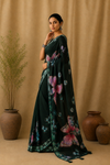 Raaji Geogrette  Green Saree