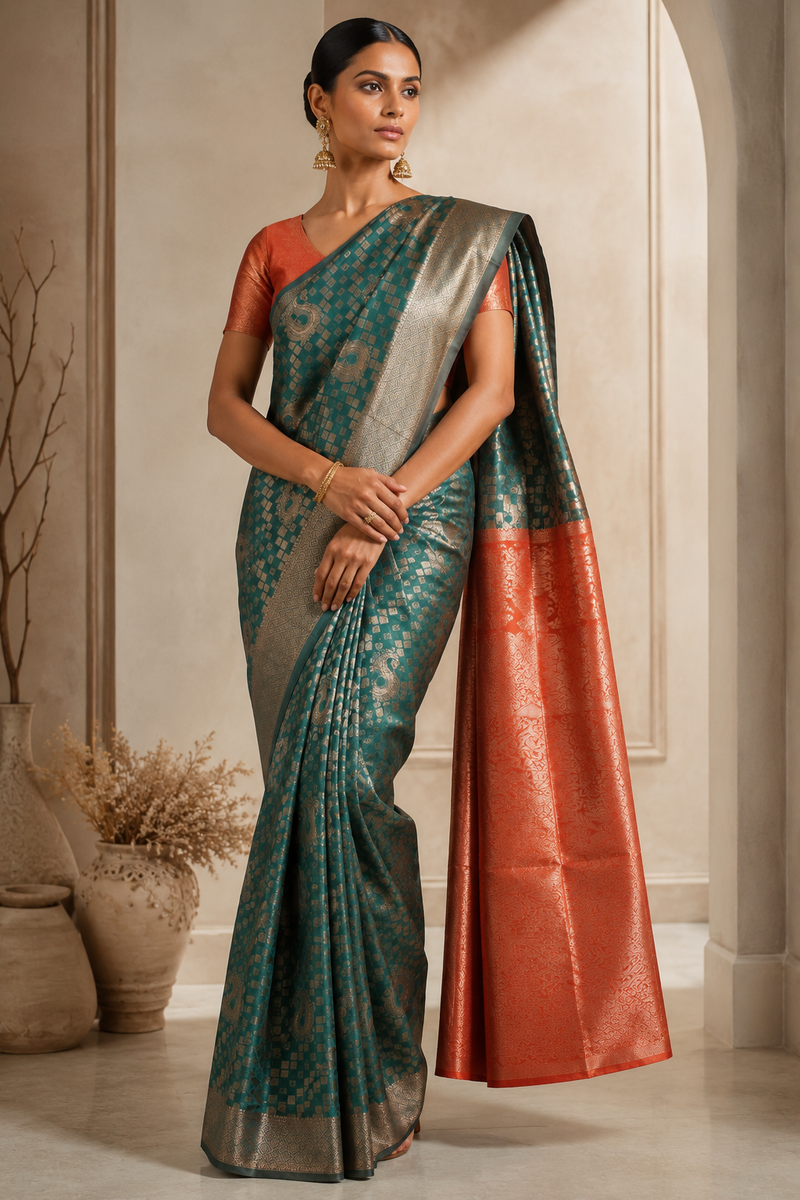 Laxmi Kanjivaram Green Saree
