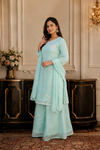 Noor Space Tissue Embroidered Sharara Set