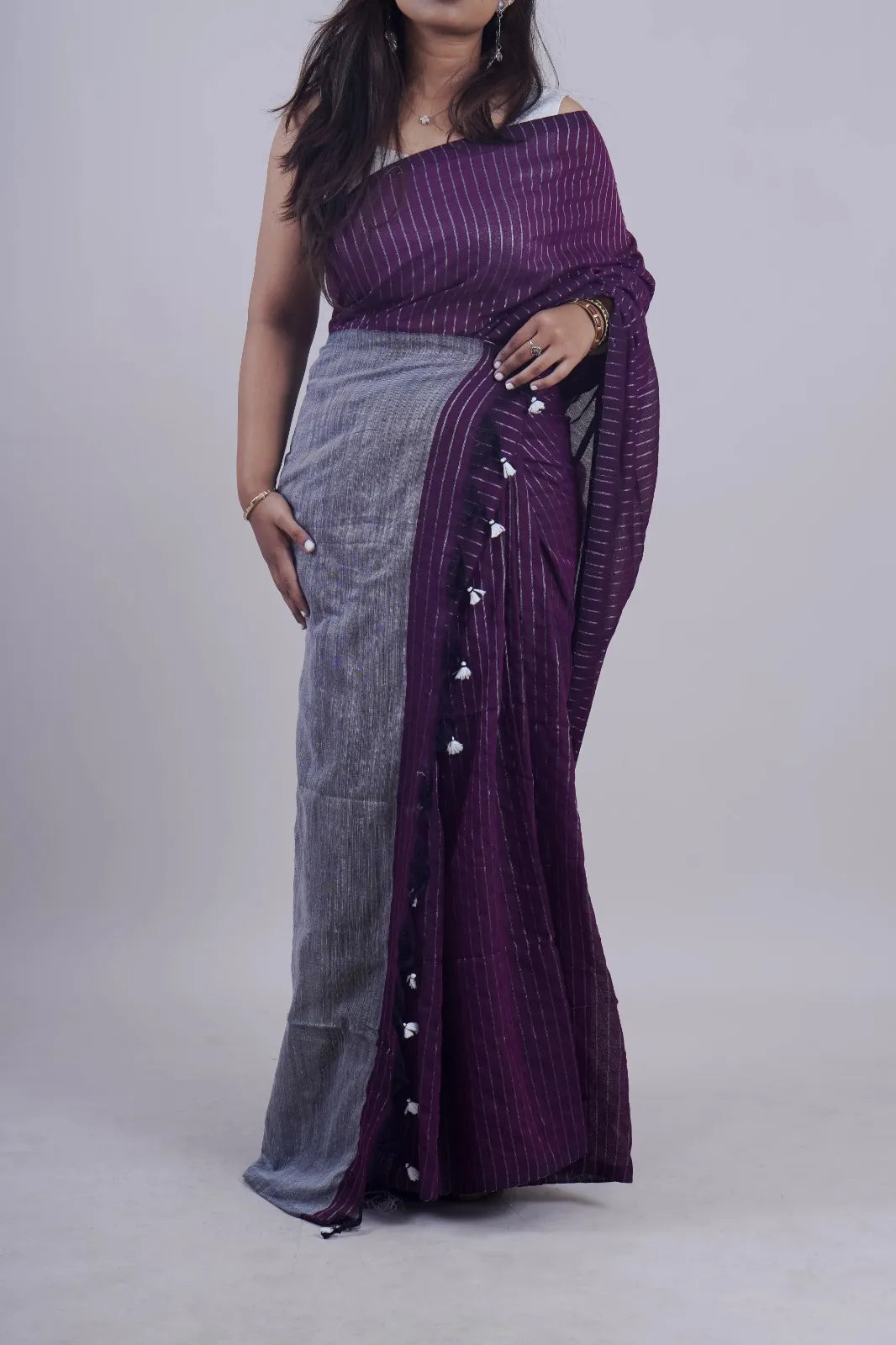 Dharani Maroon Khadi Saree