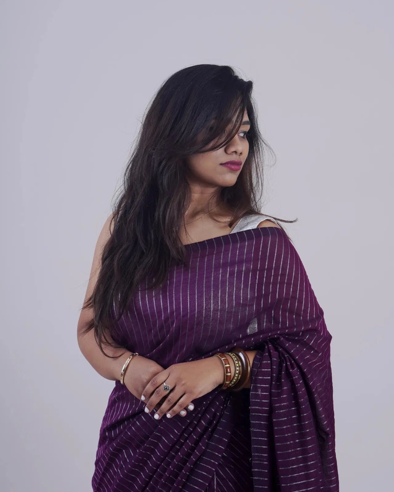 Dharani Maroon Khadi Saree
