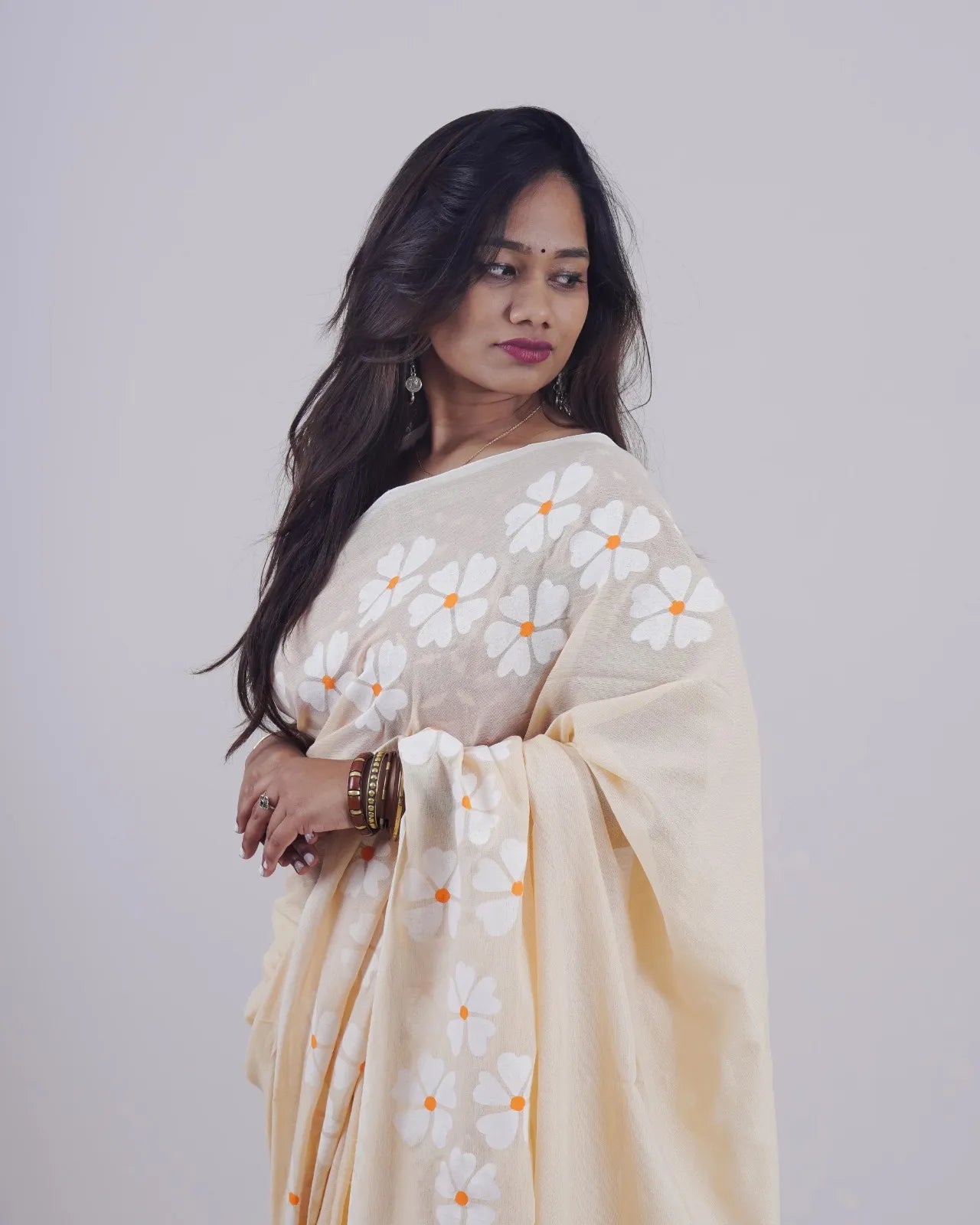 Divya Ivory Khadi Saree