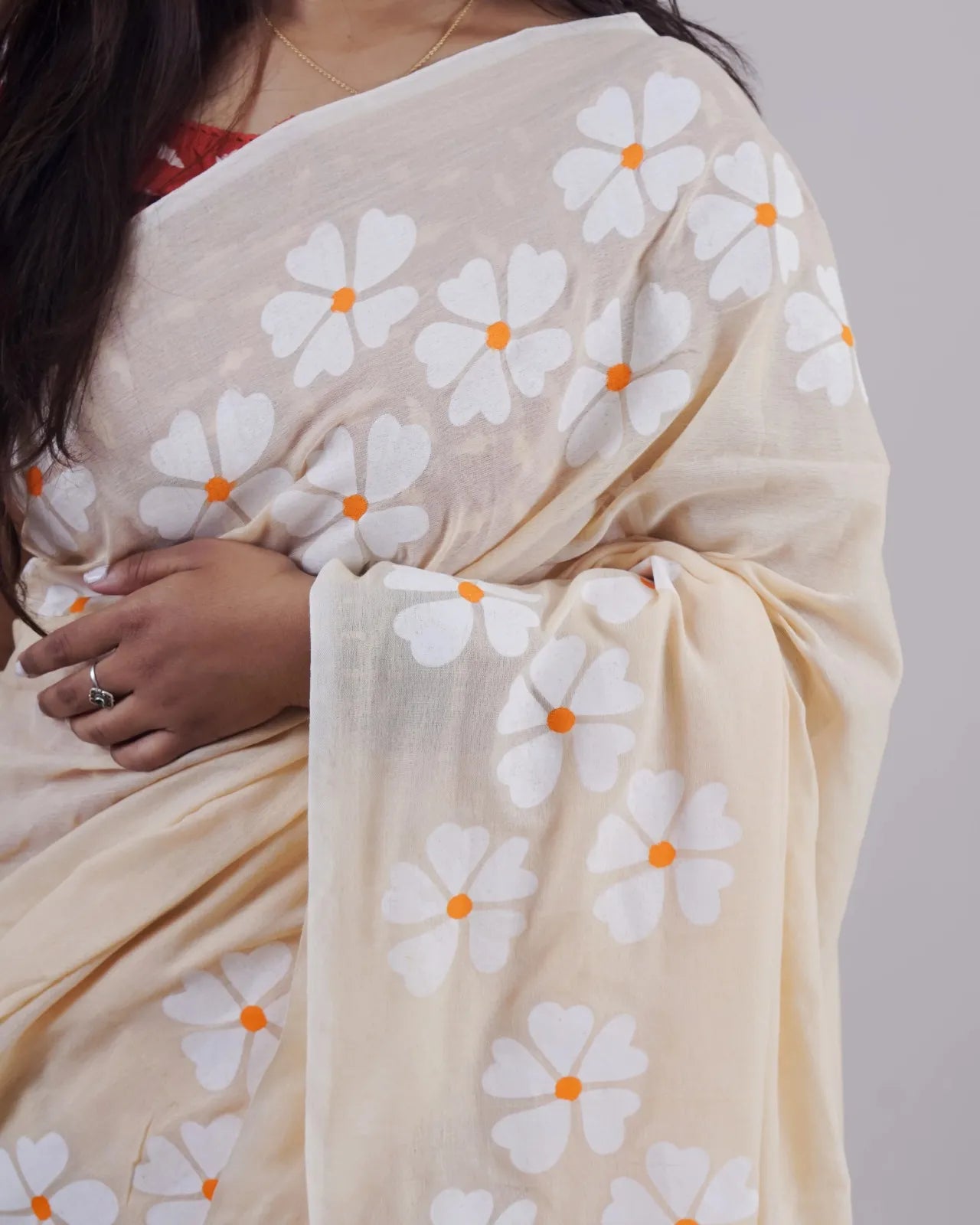Divya Ivory Khadi Saree