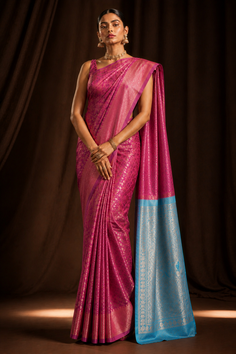 Jiyana Kanjivaram Pink Saree