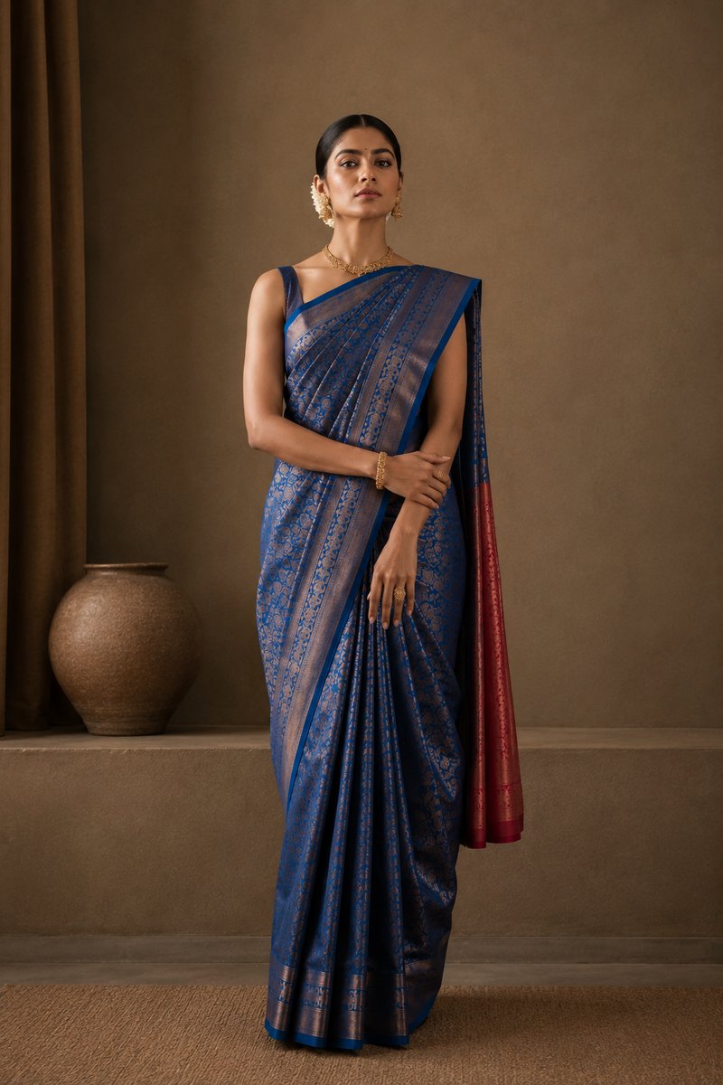 Jasika Kanjivaram Skyblue Saree