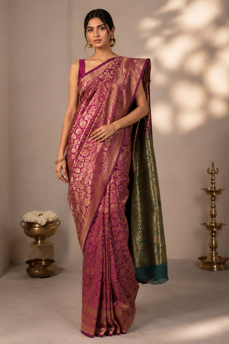 Hiyara Kanjivaram Pink Saree