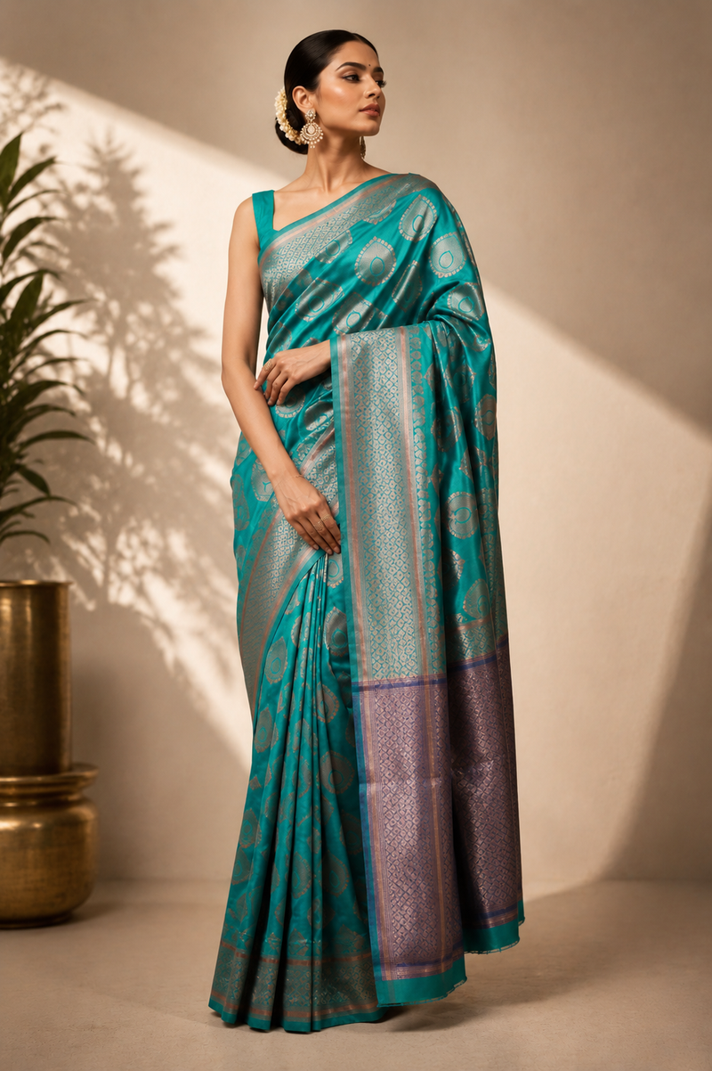 Diya Kanjivaram Seagreen Saree