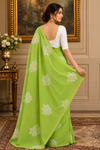 Janani ParrotGreen Khadi Saree
