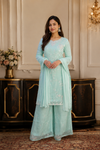 Noor Space Tissue Embroidered Sharara Set
