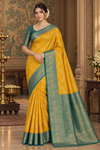 Mora Yellow Dharmavaram Saree