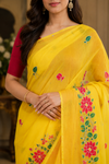 Geethika Yellow Khadi Saree