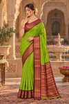 Vidya Parrotgreen Kanjivaram Saree