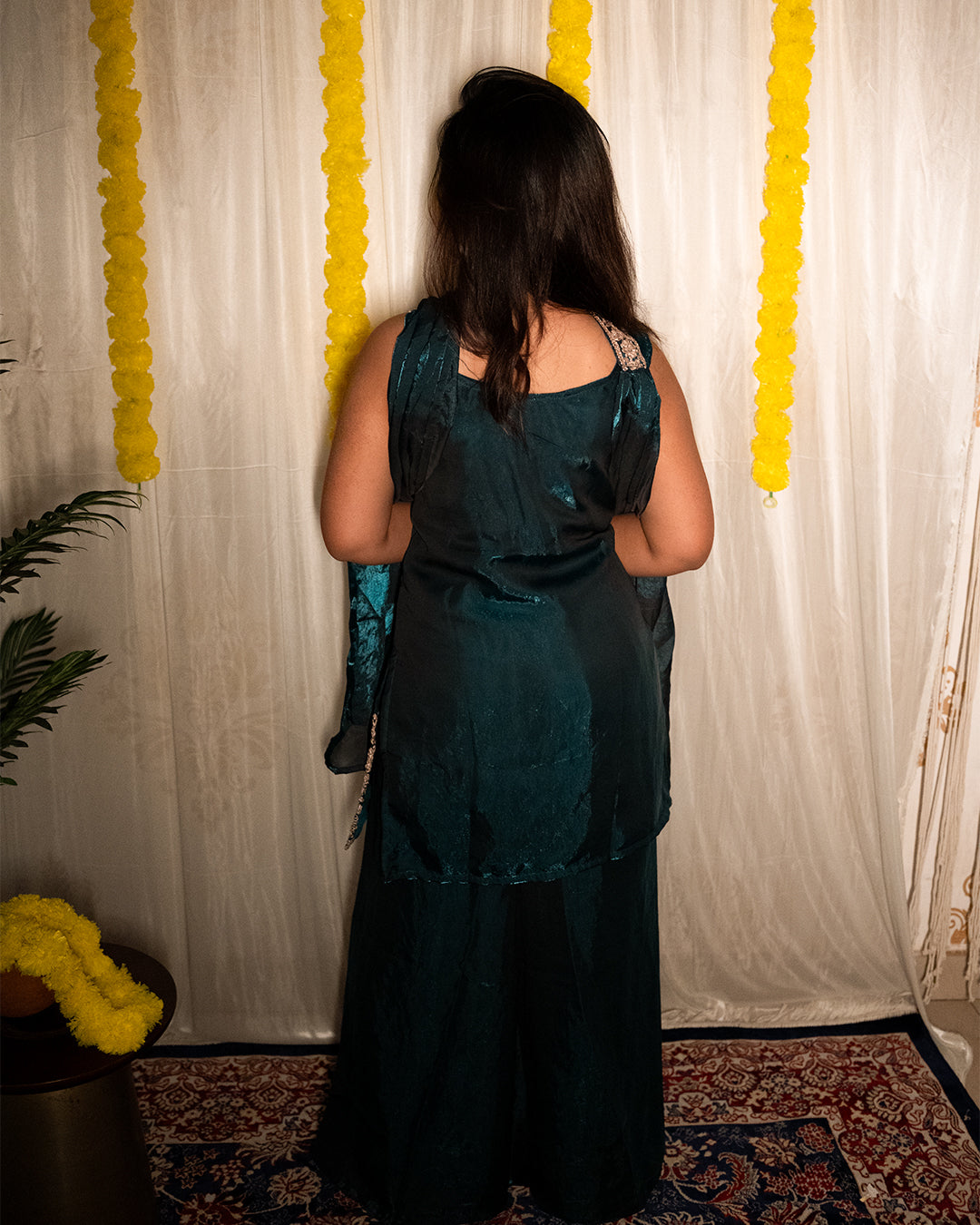 Liva Emerald Green Sharara Set 3-Piece