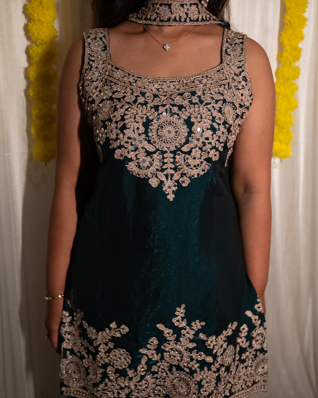 Liva Emerald Green Sharara Set 3-Piece