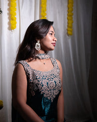 Liva Emerald Green Sharara Set 3-Piece