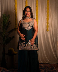 Liva Emerald Green Sharara Set 3-Piece