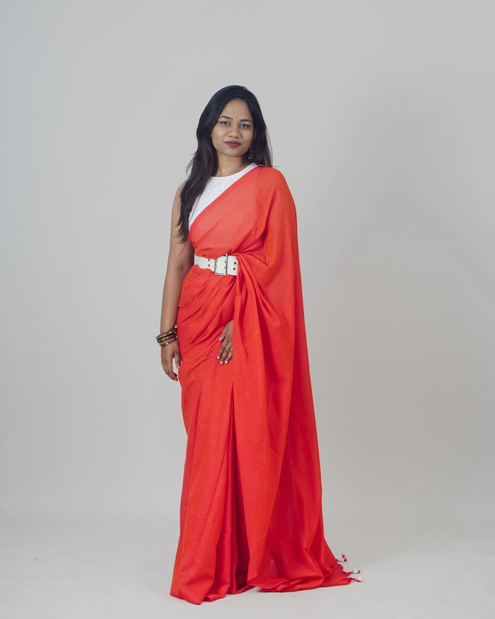 Jessi Red Khadi Saree