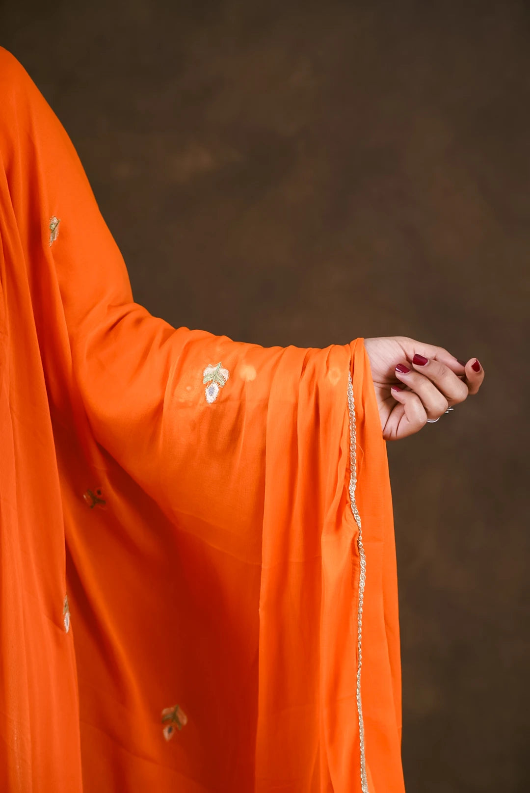 Kaveri Orange Cotton Silk 3-Piece Set